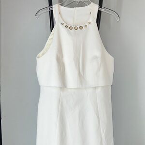 Karen Millen Ivory Dress with Metallic Accents